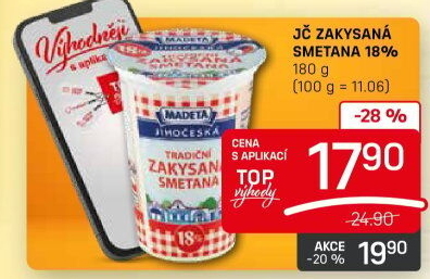 Smetana zakysaná Jihočeská Madeta 18%