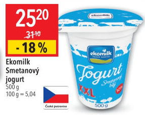 Bílý jogurt smetanový Ekomilk