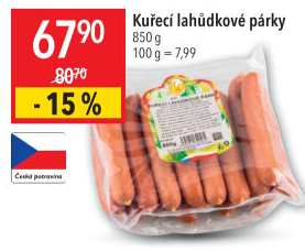 Párky kuřecí lahůdkové DZ Klatovy