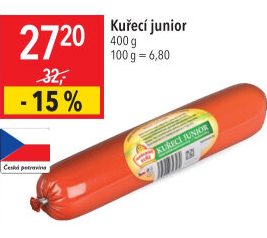 Salám Kuřecí junior Vodňanské kuře