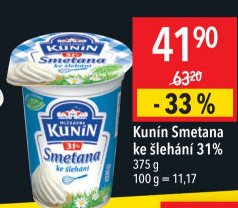 Smetana ke šlehání Mlékárna Kunín 31%