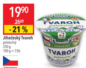 Tvaroh polotučný Jihočeský Madeta