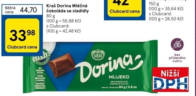 Čokoláda se sladidly Dorina Kraš