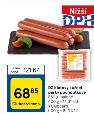 Párky kuřecí pochoutkové DZ Klatovy