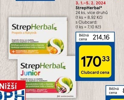 Pastilky proti bolesti v krku StrepHerbal