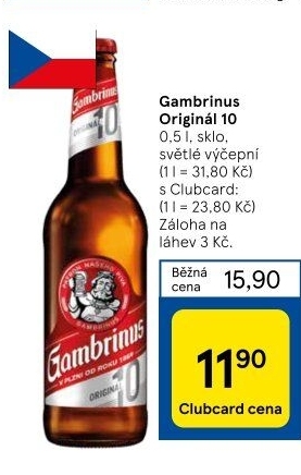 Pivo světlé výčepní Originál 10° Gambrinus