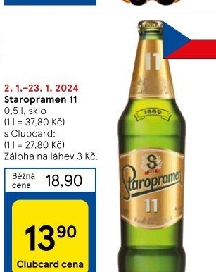 Pivo světlý ležák 11° Staropramen
