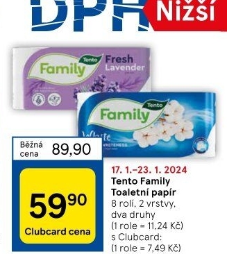 Toaletní papír 2vrstvý Family Tento