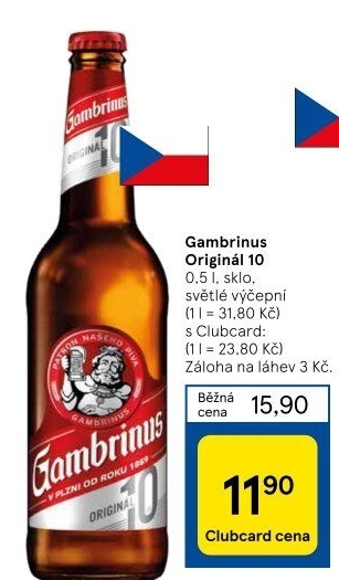 Pivo světlé výčepní Originál 10° Gambrinus
