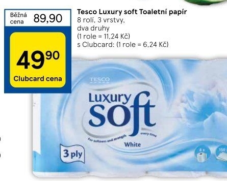 Toaletní papír 3vrstvý Luxury Tesco