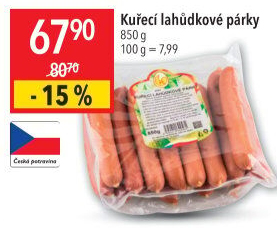 Párky kuřecí lahůdkové DZ Klatovy