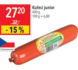 Salám Kuřecí junior Vodňanské kuře