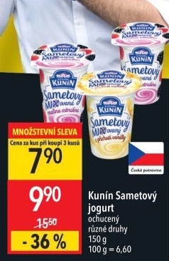 Ochucený jogurt sametový Mlékárna Kunín