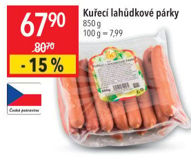 Párky kuřecí lahůdkové DZ Klatovy