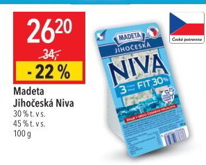 Sýr Niva Jihočeská Fit 30% Madeta