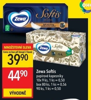 Papírové kapesníčky 4vrstvé Softis Zewa - box