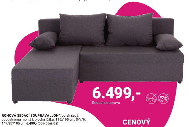 ROHOVÁ SEDACÍ SOUPRAVA „JON“