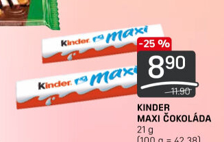 Tyčinka čokoládová mléčná Maxi Kinder