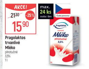 Mléko trvanlivé Pragolaktos - 3,5% plnotučné
