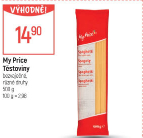 Těstoviny bezvaječné My Price