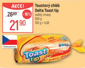 Toustový chléb Toast tip Delta