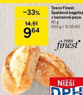 Bageta špaldová Tesco Finest