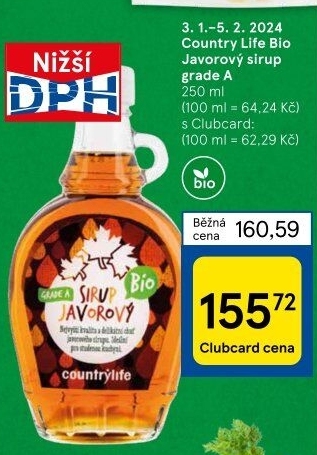 Javorový sirup bio Country Life