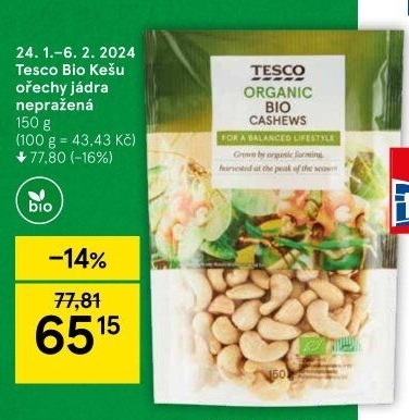 Kešu bio Tesco Organic