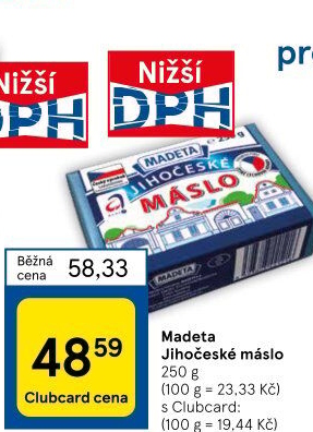 Máslo Jihočeské Madeta