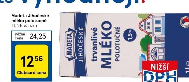 Mléko trvanlivé Jihočeské Madeta - 1,5% polotučné