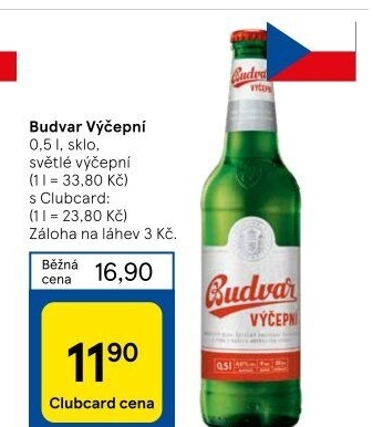 Pivo světlé výčepní Budweiser Budvar