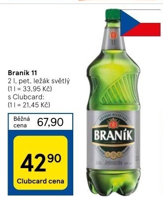 Pivo světlý ležák 11° Jedenáctka Braník