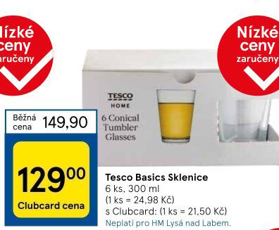 Sklenice Tesco Basic