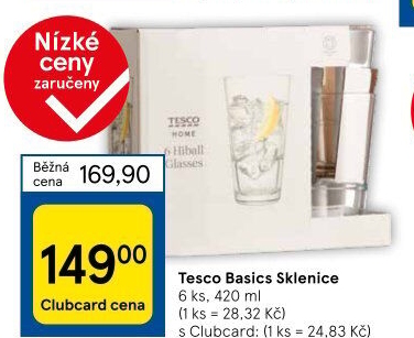 Sklenice Tesco Basic