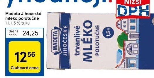 Mléko trvanlivé Jihočeské Madeta - 1,5% polotučné