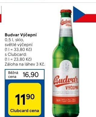 Pivo světlé výčepní Budweiser Budvar