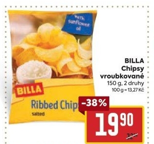 Chipsy vroubkované Billa
