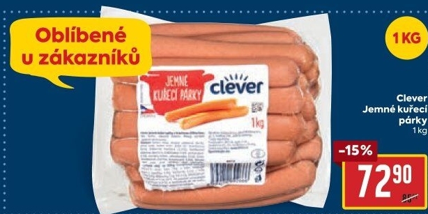 Párky kuřecí jemné Clever