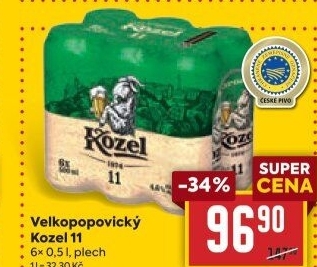 Pivo ležák 11° Velkopopovický Kozel