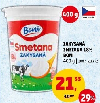 Smetana zakysaná Boni 18%