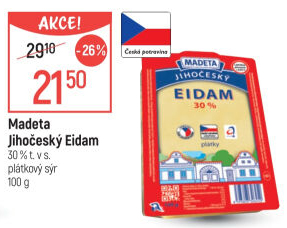 Sýr Eidam Jihočeský 30% Madeta