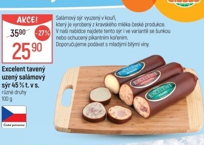 Sýr tavený uzený Excelent 45% Moravia