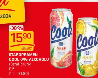 Nealkoholické pivo ochucené Staropramen Cool