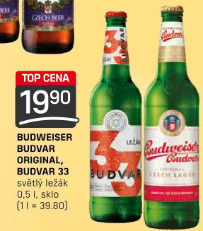 Pivo světlý ležák Original Budweiser Budvar