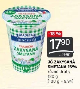 Smetana zakysaná Jihočeská Madeta 15%