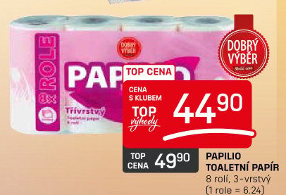 Toaletní papír 3vrstvý Papilio Dobrý Výběr