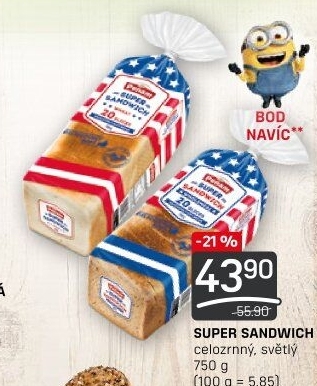 Toustový chléb supersendvič celozrnný Penam