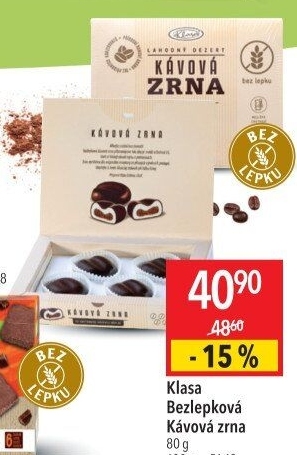 Kávová zrna Klasa Pekárny a cukrárny Klatovy