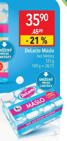 Máslo bez laktózy DeLacto