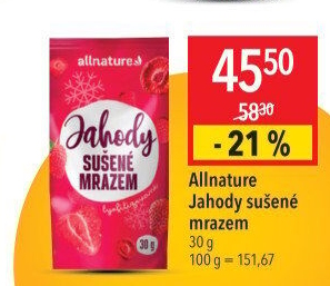 Mrazem sušené jahody Allnature